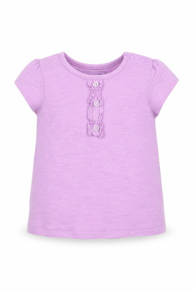 TU Girls Purple  Cotton Basic T-Shirt Size 6-9 Months Crew Neck Button