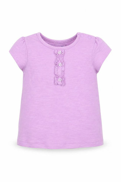 Tu Girls Purple  Cotton Basic T-Shirt Size 6-9 Months Crew Neck Button