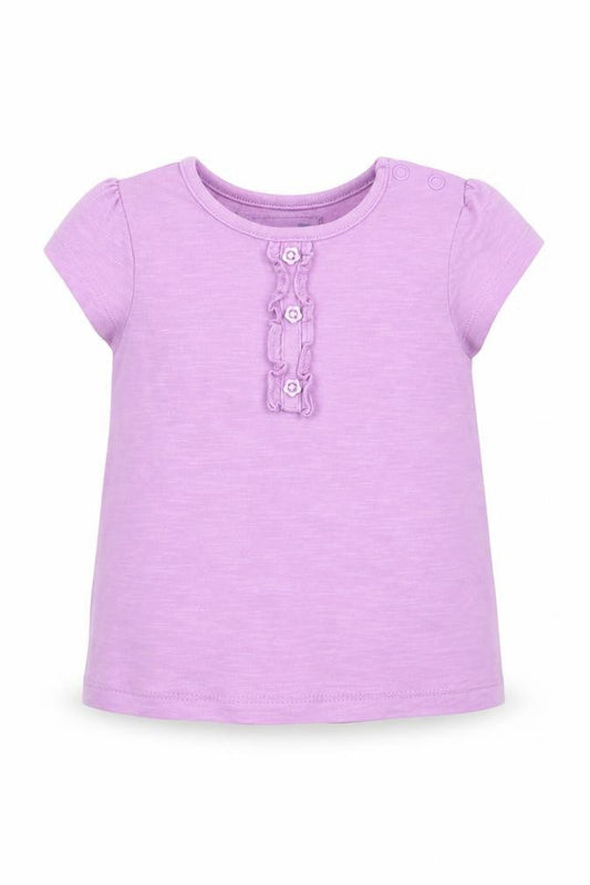 Tu Girls Purple  Cotton Basic T-Shirt Size 6-9 Months Crew Neck Button
