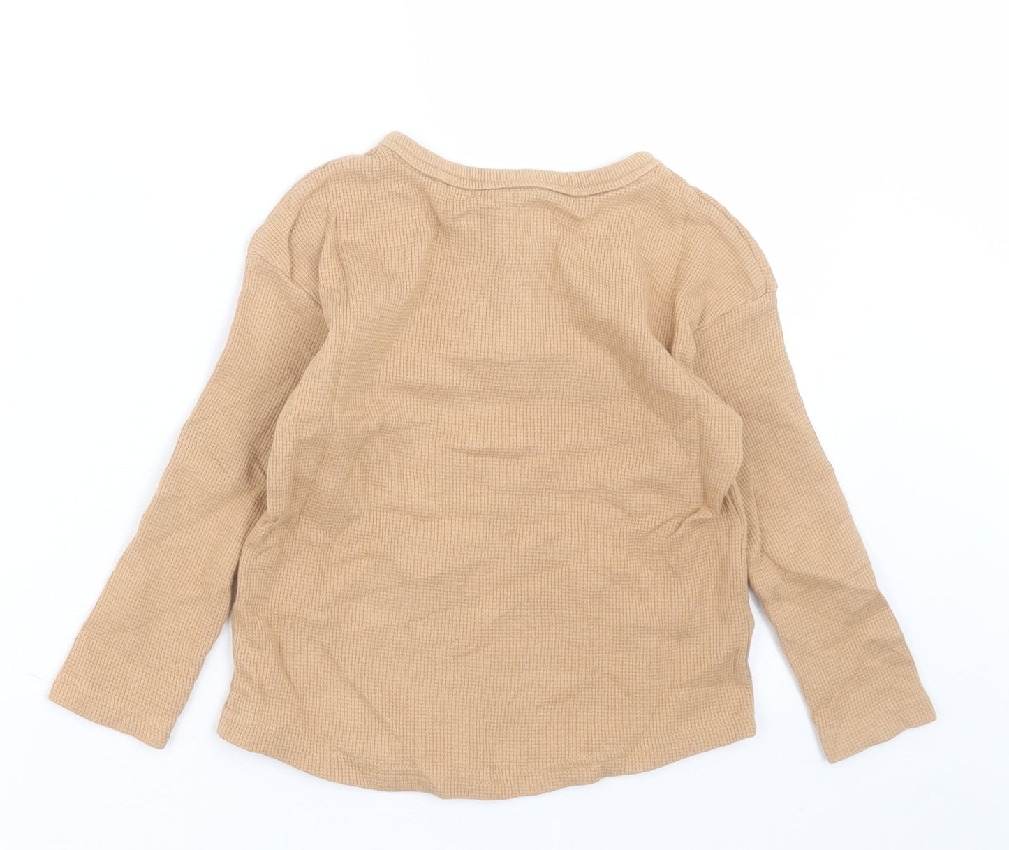 George Boys Brown  Cotton Basic Casual Size 3-4 Years Crew Neck Button