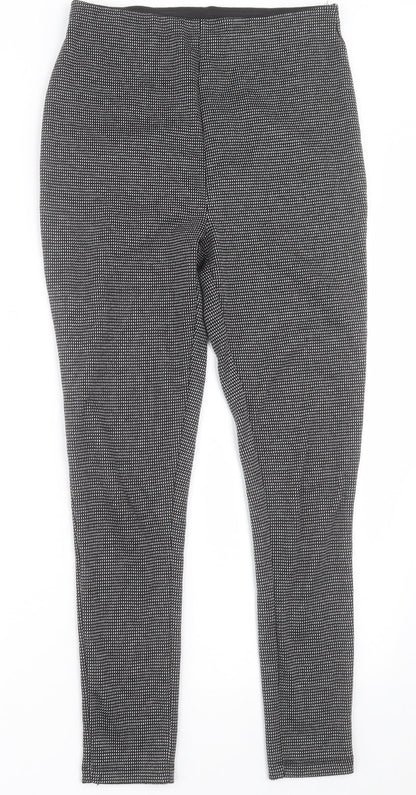 Preloved F&F Womens Black Geometric Polyester Trousers  Size 10 L27 in Regular - Front