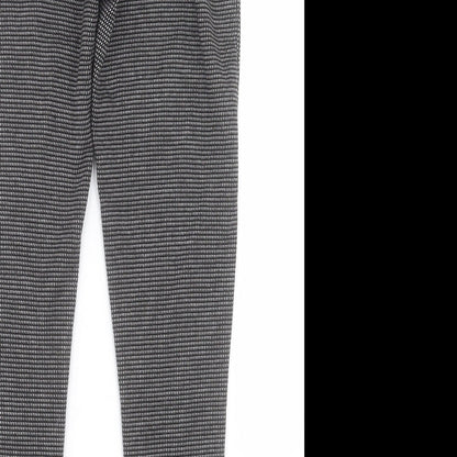 Preloved F&F Womens Black Geometric Polyester Trousers  Size 10 L27 in Regular - Label