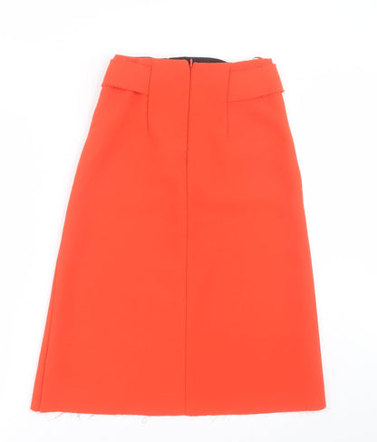 Preloved Topshop Womens Orange  Polyester A-Line Skirt Size 4   Zip - Back