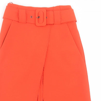 Preloved Topshop Womens Orange  Polyester A-Line Skirt Size 4   Zip - Detail