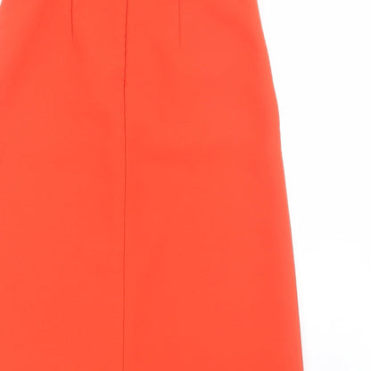 Preloved Topshop Womens Orange  Polyester A-Line Skirt Size 4   Zip - Label