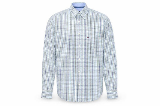 Tricot Marine Mens Multicoloured Plaid Cotton  Button-Up Size L Collared Button