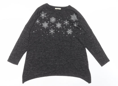 George Womens Grey Crew Neck  Polyester Pullover Jumper Size S