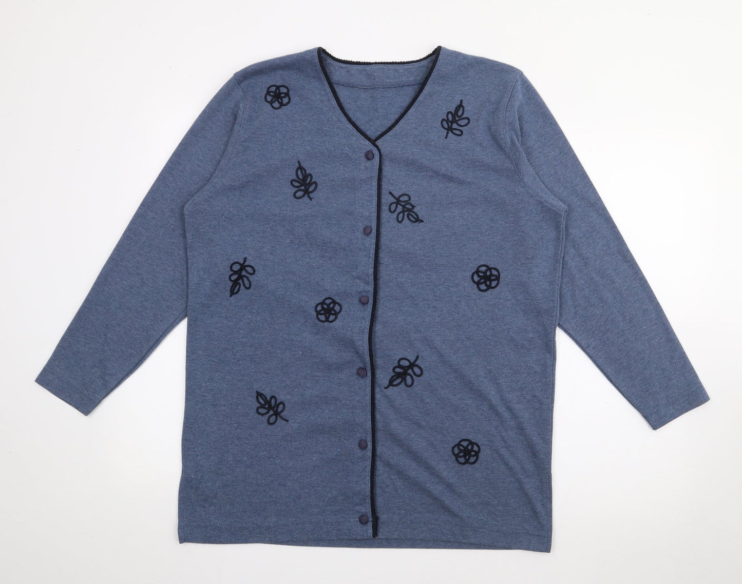 Preworn Womens Blue V-Neck  Polyester Cardigan Jumper Size S
