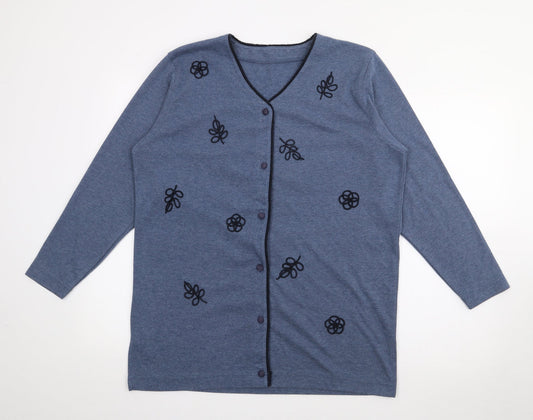 Preworn Womens Blue V-Neck  Polyester Cardigan Jumper Size S