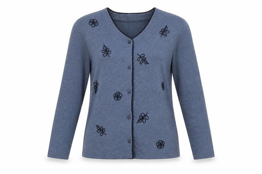 Preworn Womens Blue V-Neck  Polyester Cardigan Jumper Size S