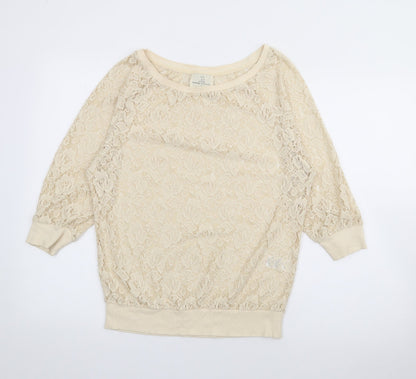 Next Womens Ivory Boat Neck  Polyester Pullover Jumper Size 6