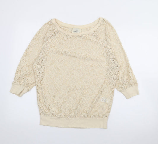NEXT Womens Ivory Boat Neck  Polyester Pullover Jumper Size 6
