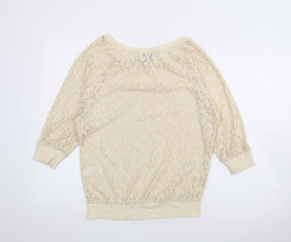 Next Womens Ivory Boat Neck  Polyester Pullover Jumper Size 6