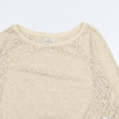 Next Womens Ivory Boat Neck  Polyester Pullover Jumper Size 6