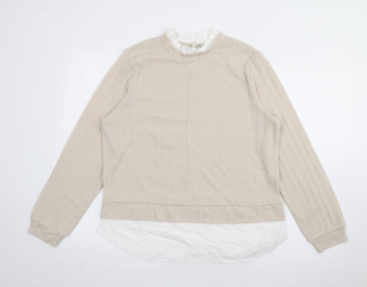 Papaya Womens Beige High Neck  Polyester Pullover Jumper Size 12