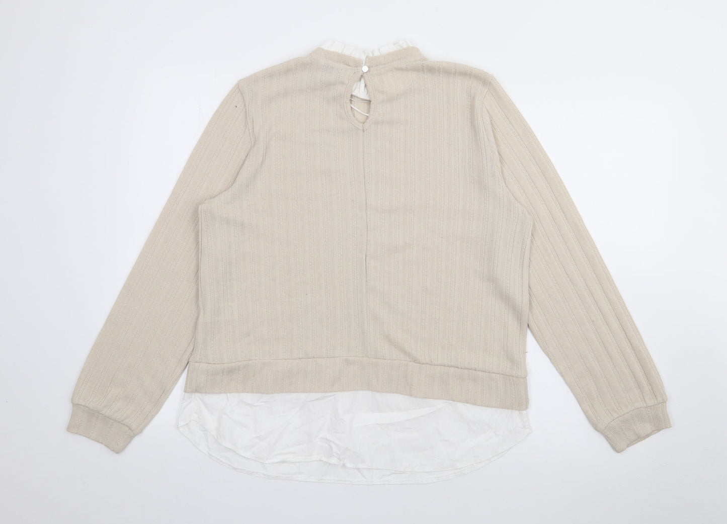 Papaya Womens Beige High Neck  Polyester Pullover Jumper Size 12