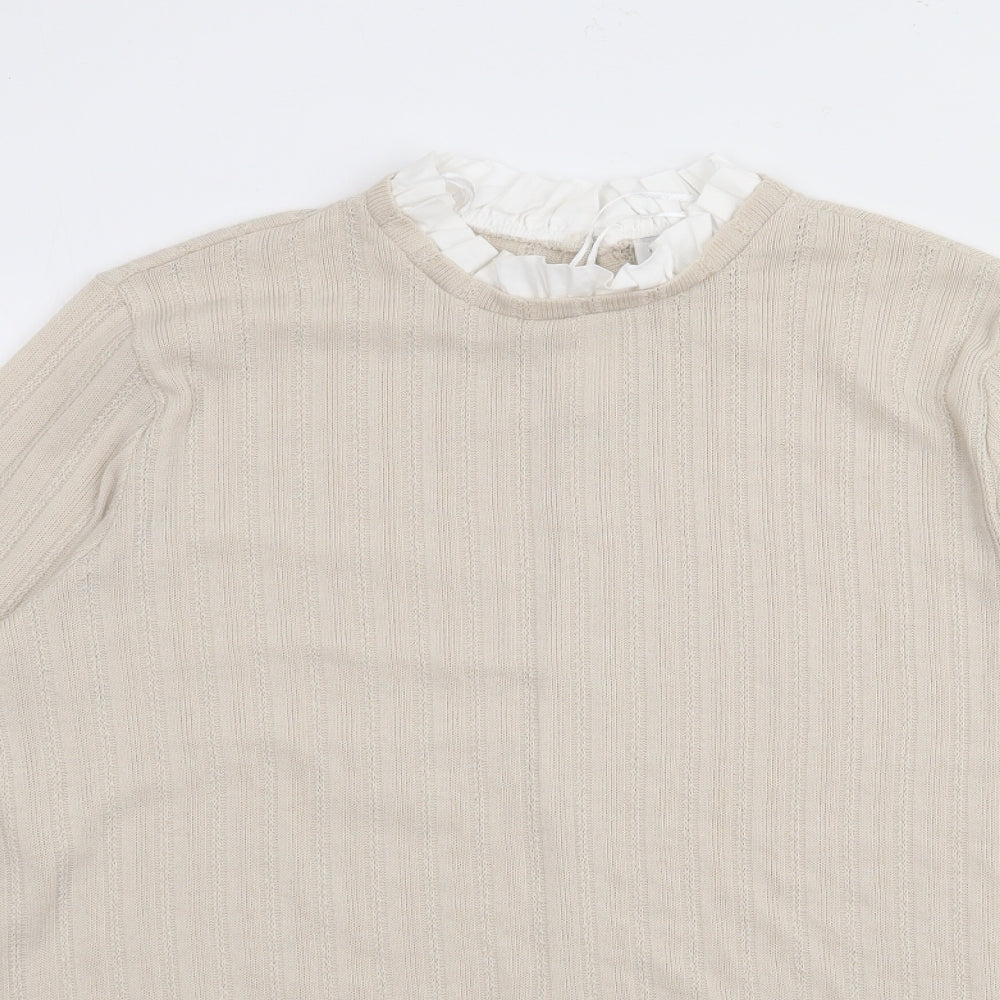 Papaya Womens Beige High Neck  Polyester Pullover Jumper Size 12