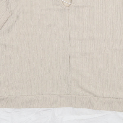 Papaya Womens Beige High Neck  Polyester Pullover Jumper Size 12