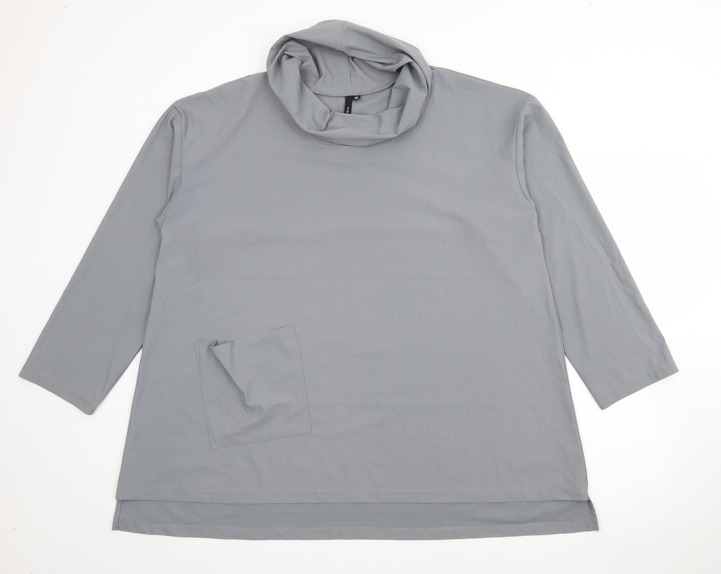 Young Kim Womens Grey Roll Neck  Nylon Pullover Jumper Size 16