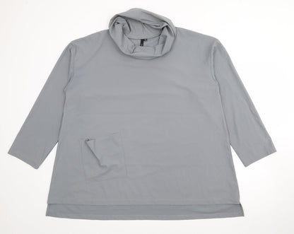 Young Kim Womens Grey Roll Neck  Nylon Pullover Jumper Size 16