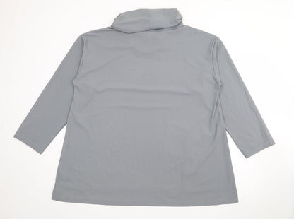 Young Kim Womens Grey Roll Neck  Nylon Pullover Jumper Size 16