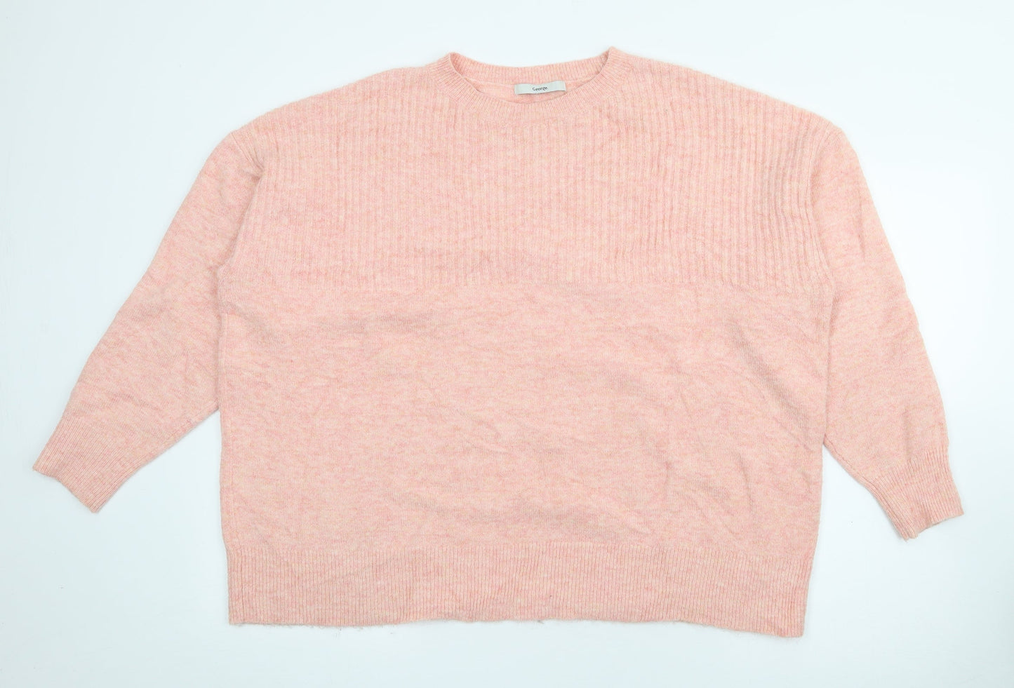 George Womens Pink Crew Neck  Polyester Pullover Jumper Size XL