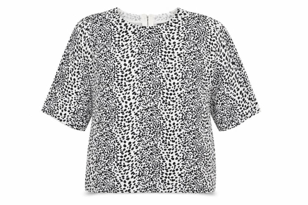 Oasis Womens Black Crew Neck Geometric Viscose Pullover Jumper Size M