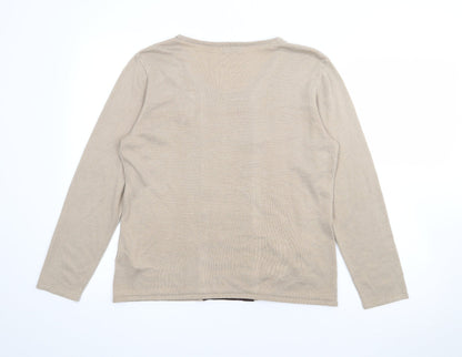 Damart Womens Brown Square Neck  Acrylic Pullover Jumper Size M