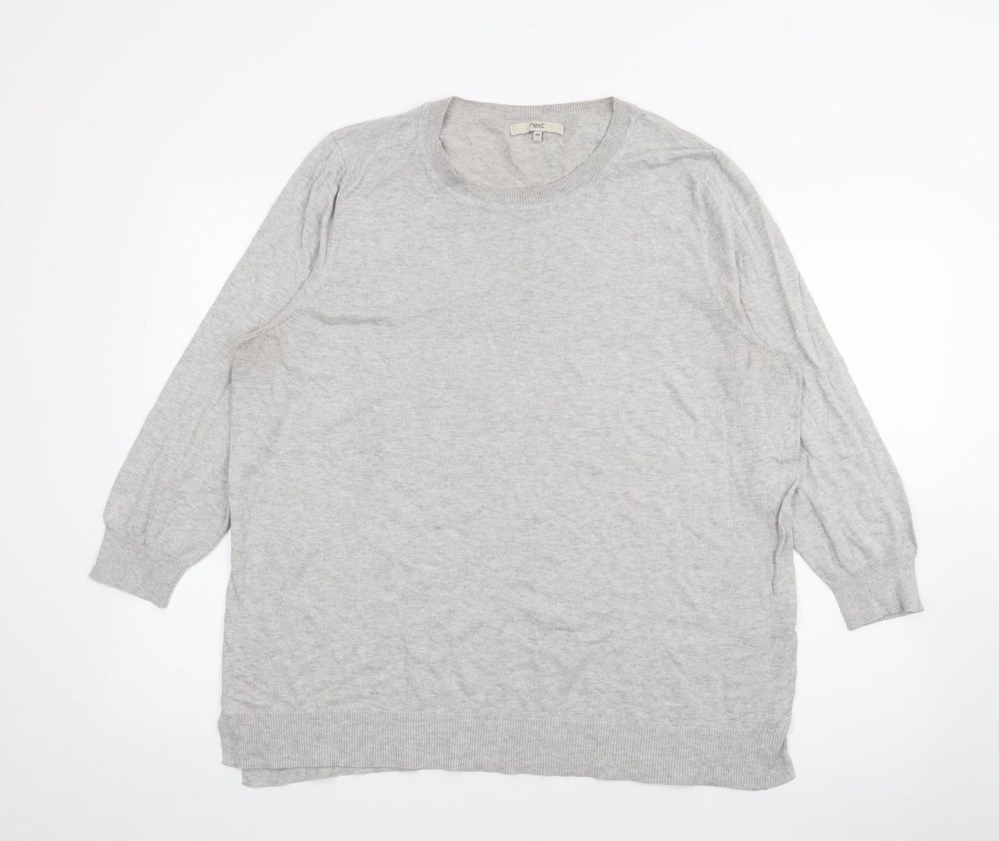 NEXT Womens Grey Crew Neck  Cotton Pullover Jumper Size 20