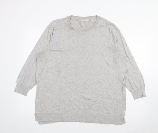 NEXT Womens Grey Crew Neck  Cotton Pullover Jumper Size 20