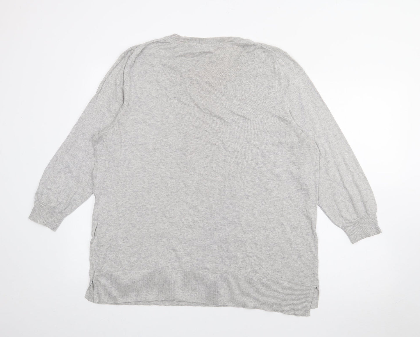 NEXT Womens Grey Crew Neck  Cotton Pullover Jumper Size 20