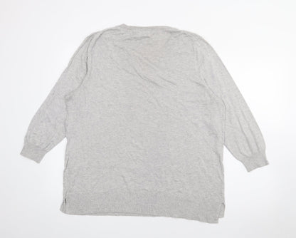 Preloved NEXT Womens Grey Crew Neck  Cotton Pullover Jumper Size 20 - Back
