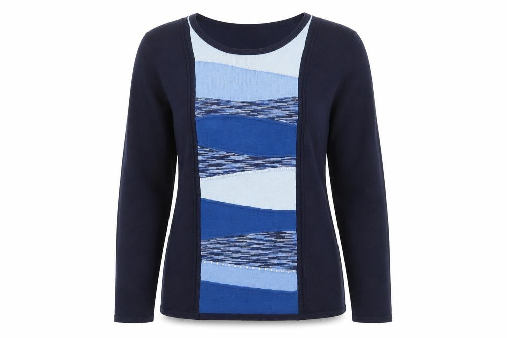 Alexara Womens Blue Square Neck  Polyester Pullover Jumper Size M