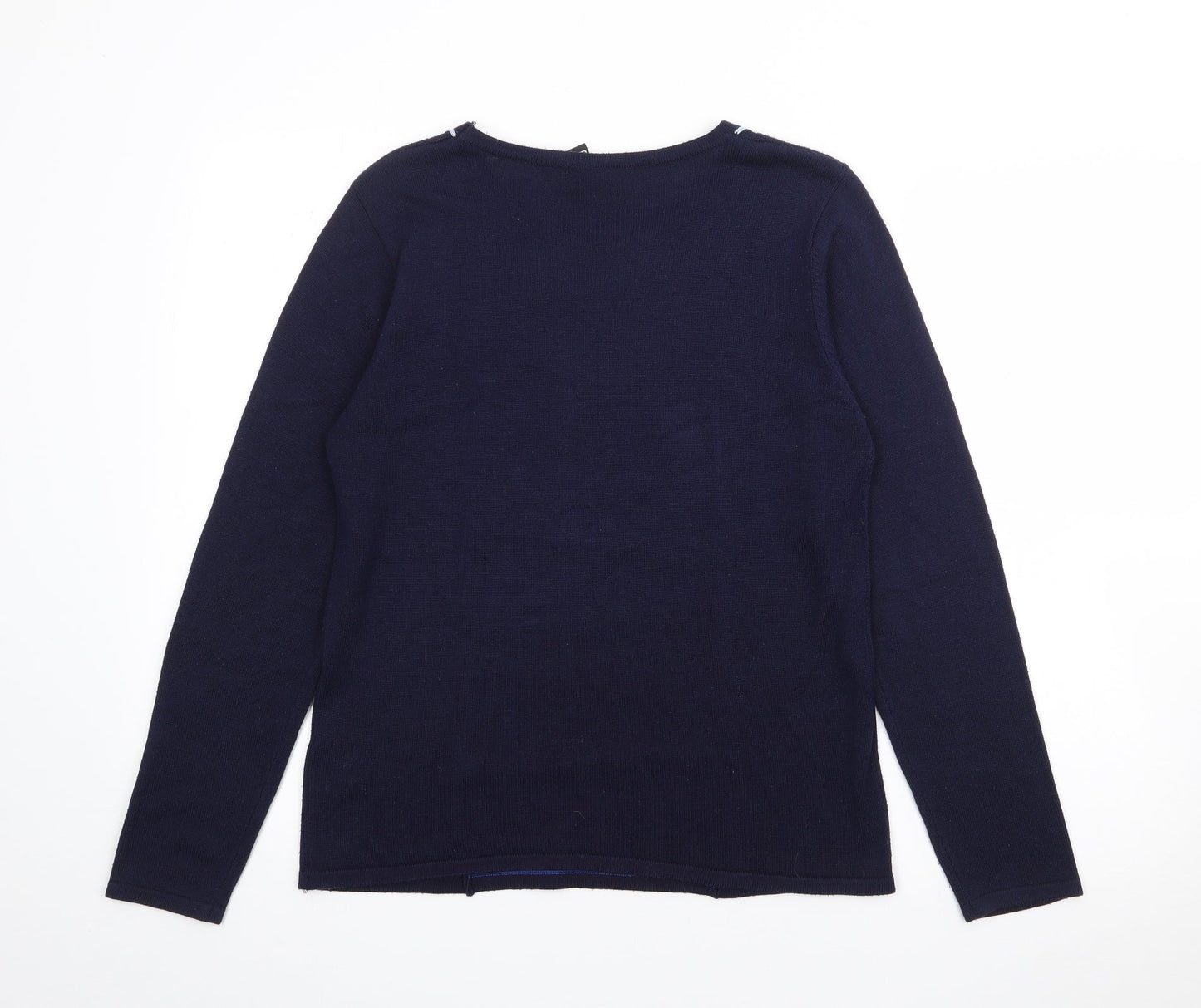 Alexara Womens Blue Square Neck  Polyester Pullover Jumper Size M