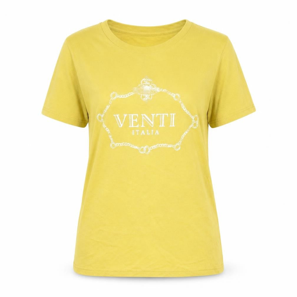River Island Womens Yellow  Cotton Basic T-Shirt Size 6 Round Neck - Venti