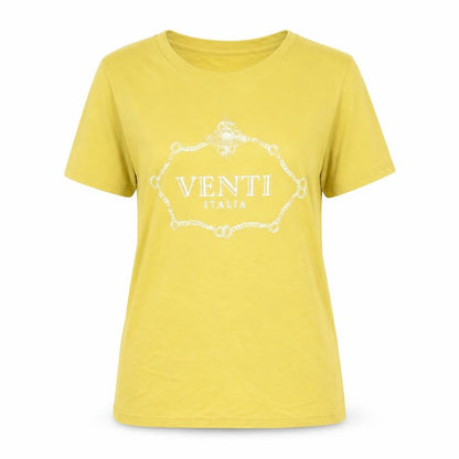 River Island Womens Yellow  Cotton Basic T-Shirt Size 6 Round Neck - Venti
