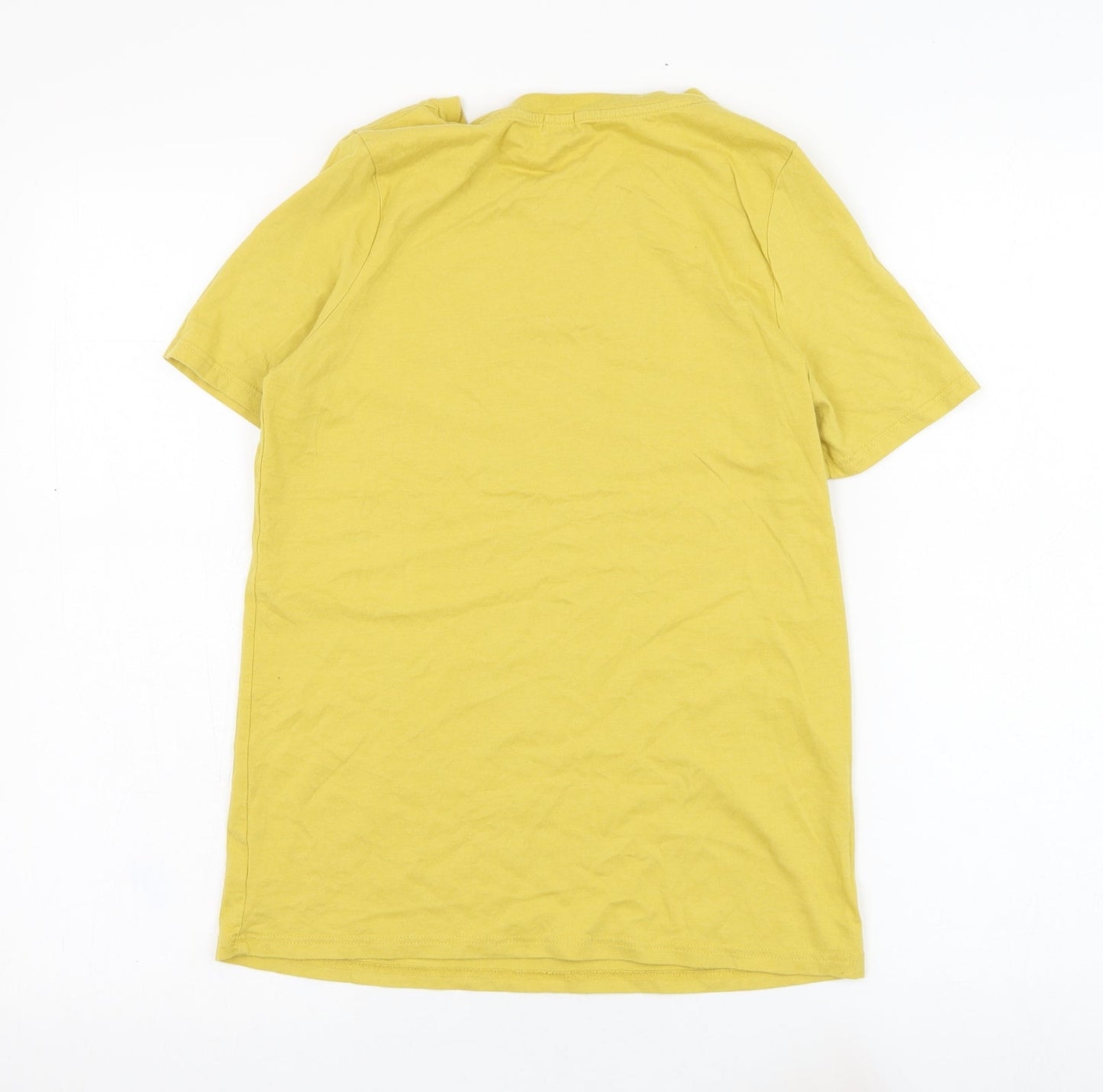River Island Womens Yellow  Cotton Basic T-Shirt Size 6 Round Neck - Venti