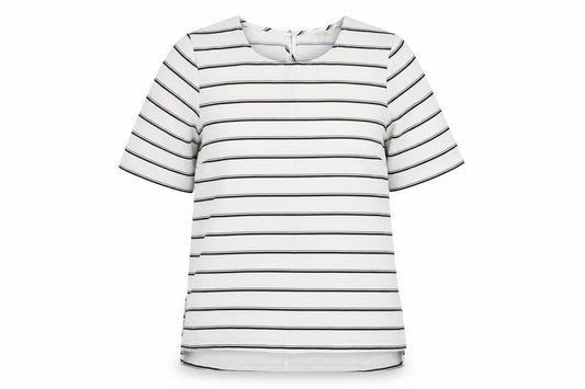 Peacocks Womens Ivory Striped Polyester Tunic T-Shirt Size 10 Round Neck