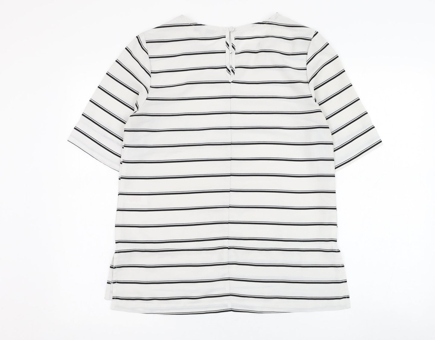 Peacocks Womens Ivory Striped Polyester Tunic T-Shirt Size 10 Round Neck