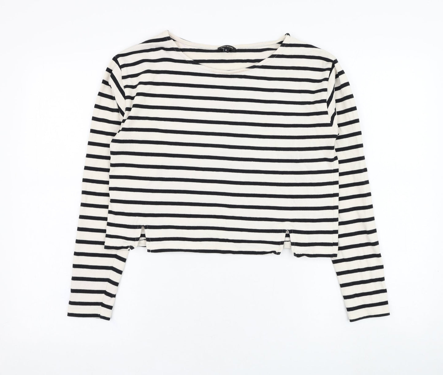 River Island Womens Ivory Striped Cotton Pullover Sweatshirt Size 6  Pullover