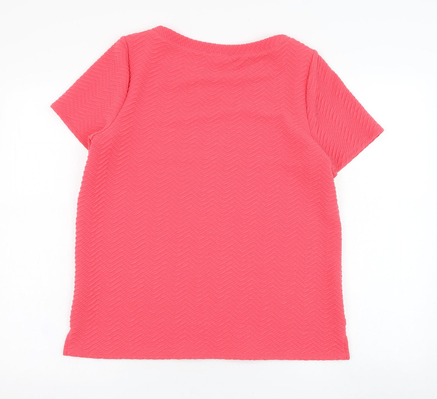 Marks and Spencer Womens Pink  Polyester Basic T-Shirt Size 14 Round Neck