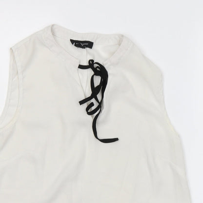 Atmosphere Womens White  Polyester Basic Blouse Size 10 Round Neck