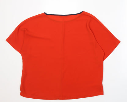 Marks & Spencer Womens Red  Polyester  T-Shirt Size 12 Round Neck