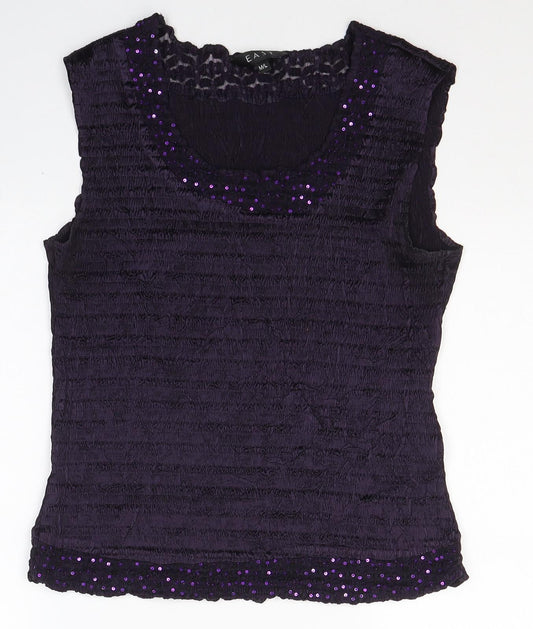 BEAST Womens Purple  Polyester Basic Tank Size M Round Neck