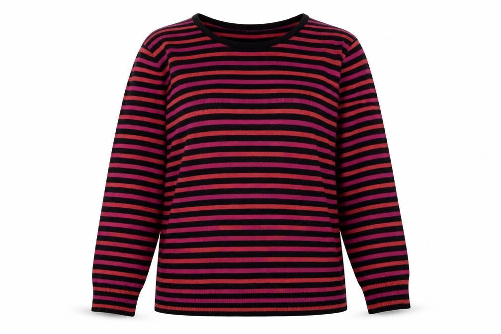Marks & Spencer Womens Multicoloured Round Neck Striped Acrylic Pullover Jumper Size 14