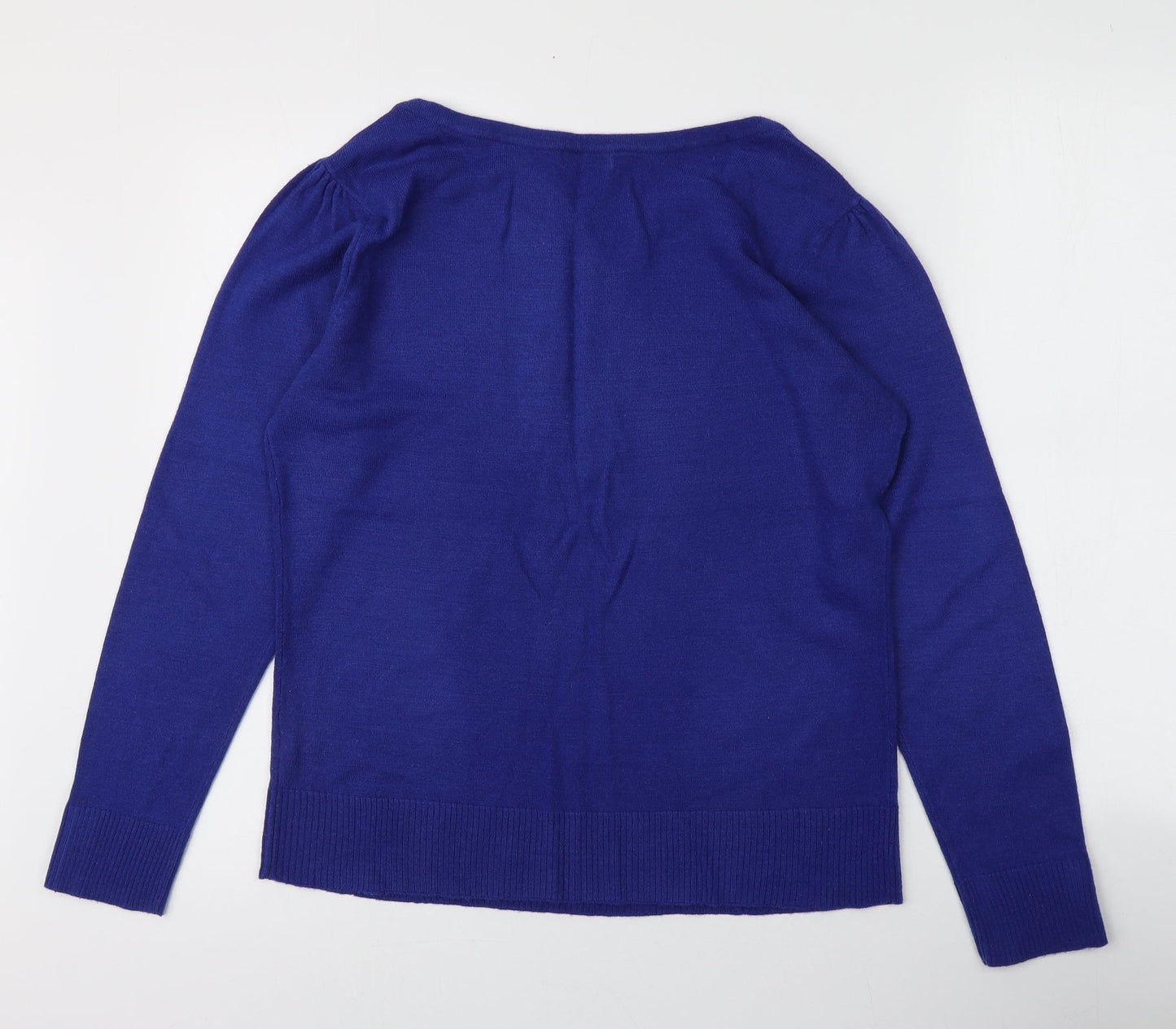 M&Co Womens Blue Round Neck  Acrylic Pullover Jumper Size 10