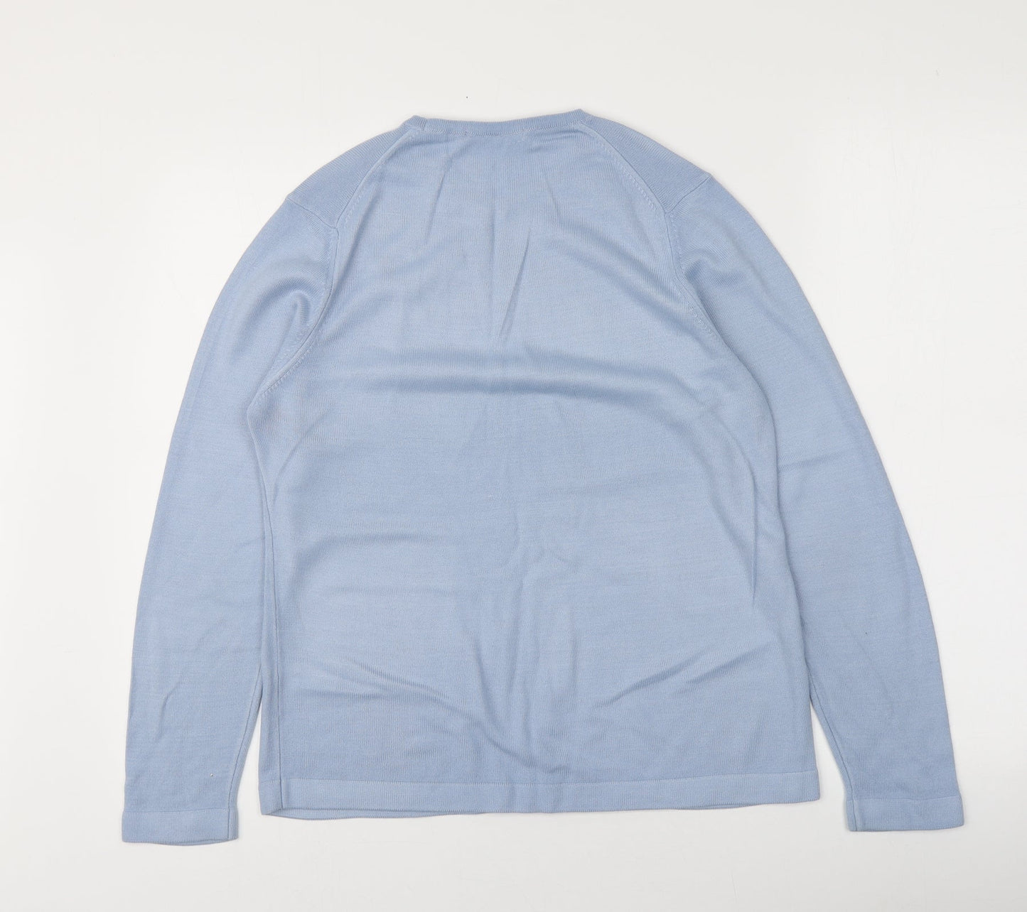 M&S Womens Blue Round Neck  Acrylic Pullover Jumper Size 12