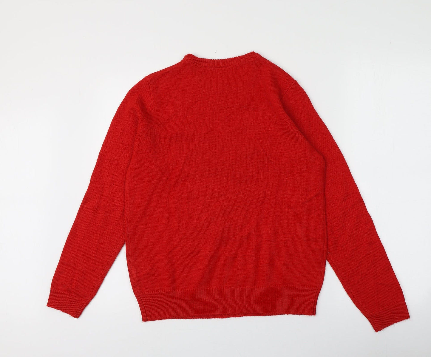 Avenue Womens Red Round Neck  Acrylic Pullover Jumper Size 8