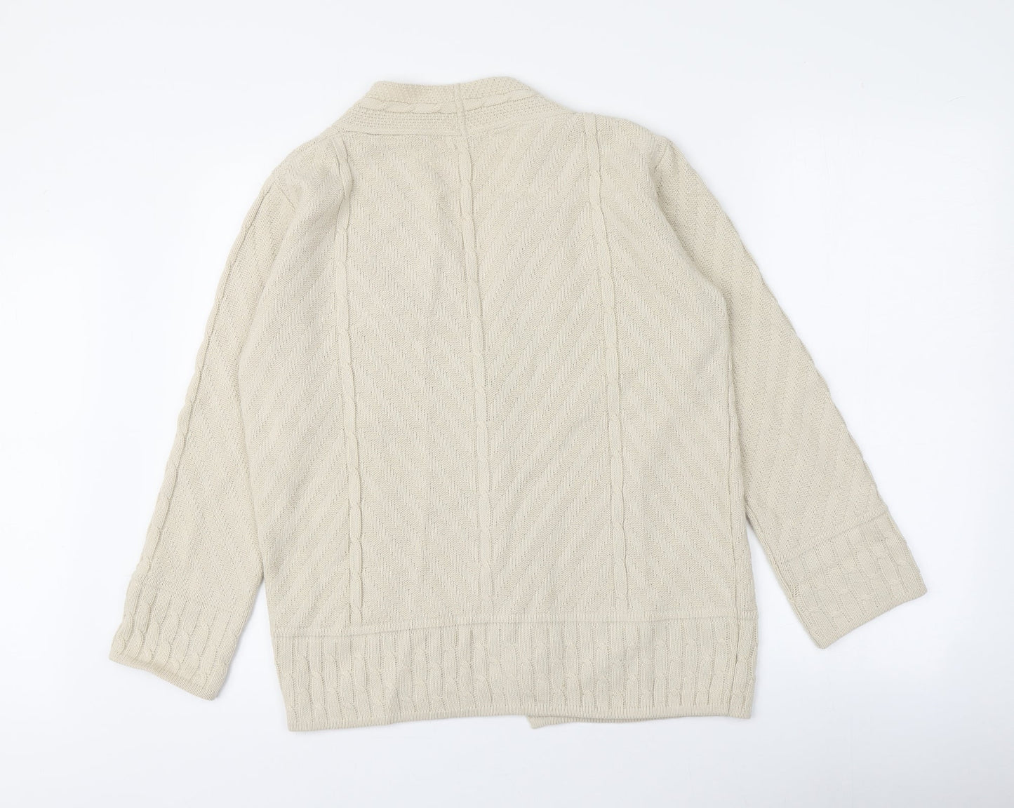 Berkertex Womens Beige V-Neck  Acrylic Cardigan Jumper Size 10