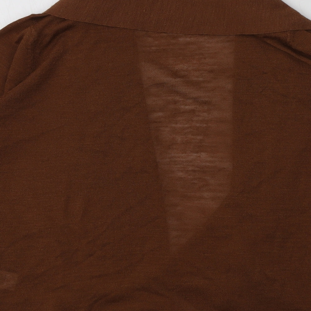 Mills Womens Brown V-Neck  Acrylic Cardigan Jumper Size 8